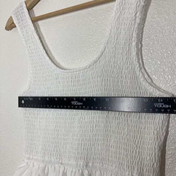 Entro Dress Womens Medium White Smocked Bodice Tiered Maxi Sleeveless D22872 - Picture 6 of 16